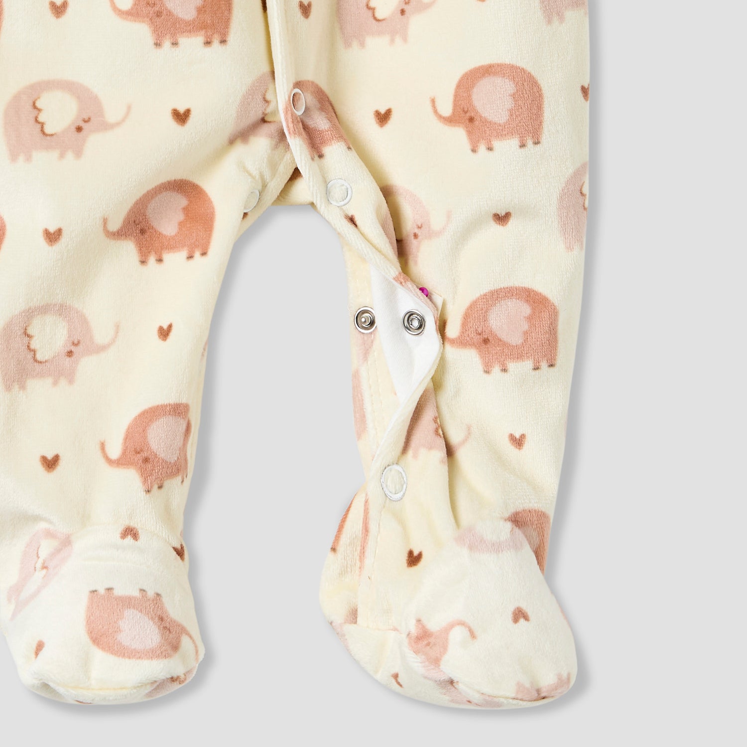 Juniors Elephant Print Plush Sleepsuit with Long Sleeves