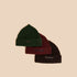 Pack of 3 - Embroidered Ribbed Beanie Cap - Multicolour