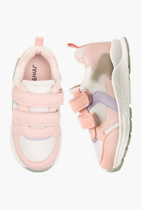 Juniors Panelled Sneakers with Hook and Loop Closure-undefined-image-1