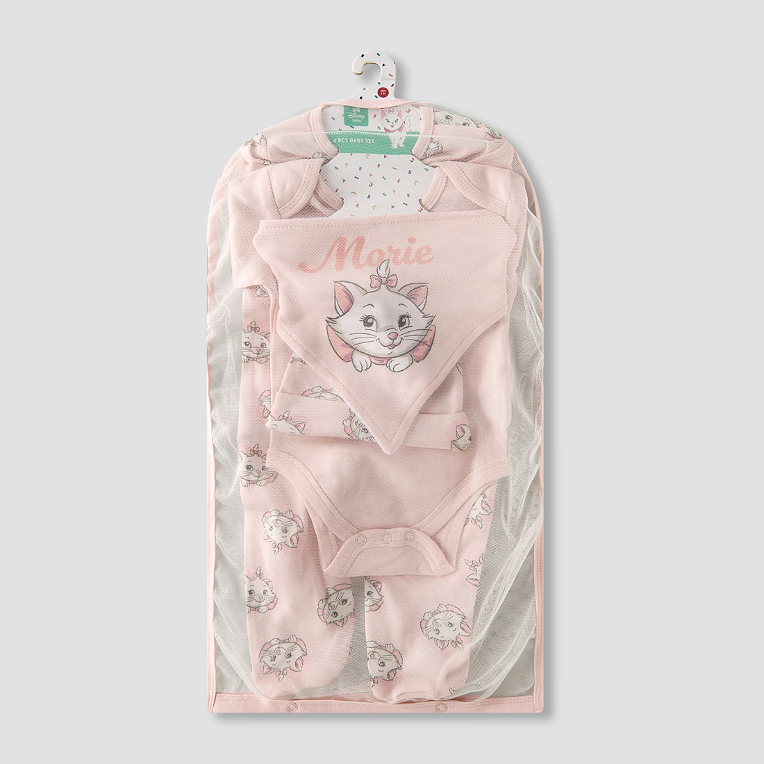 Set of 4 Disney Clothing Gift Set with Marie Print - Pink / 0-3 mths