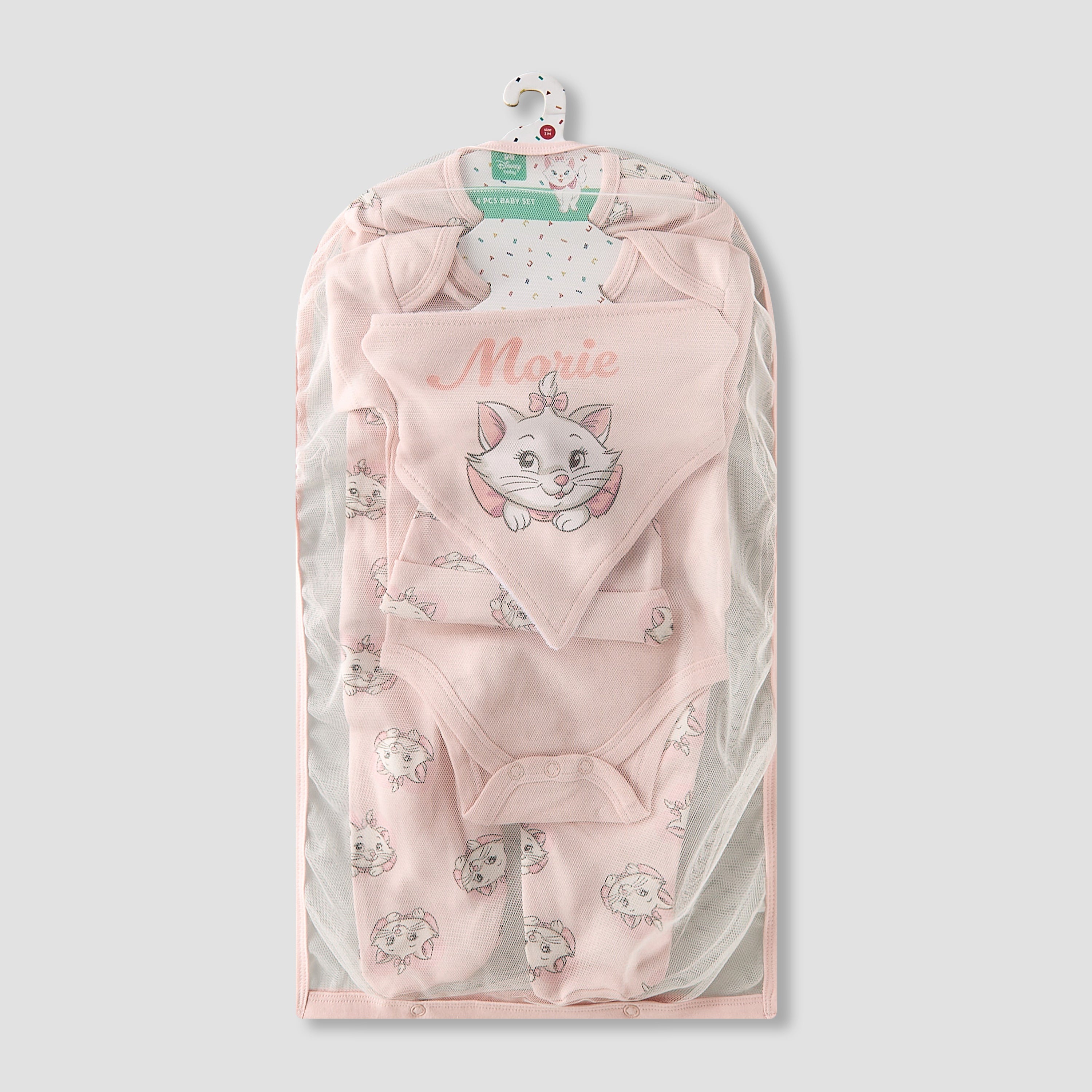 Set of 4 Disney Clothing Gift Set with Marie Print - Pink / 0-3 mths