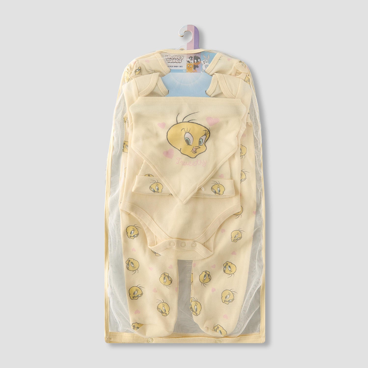 Set of 4 Disney Clothing Gift Set with Tweety Print - Yellow / 0-3 mths