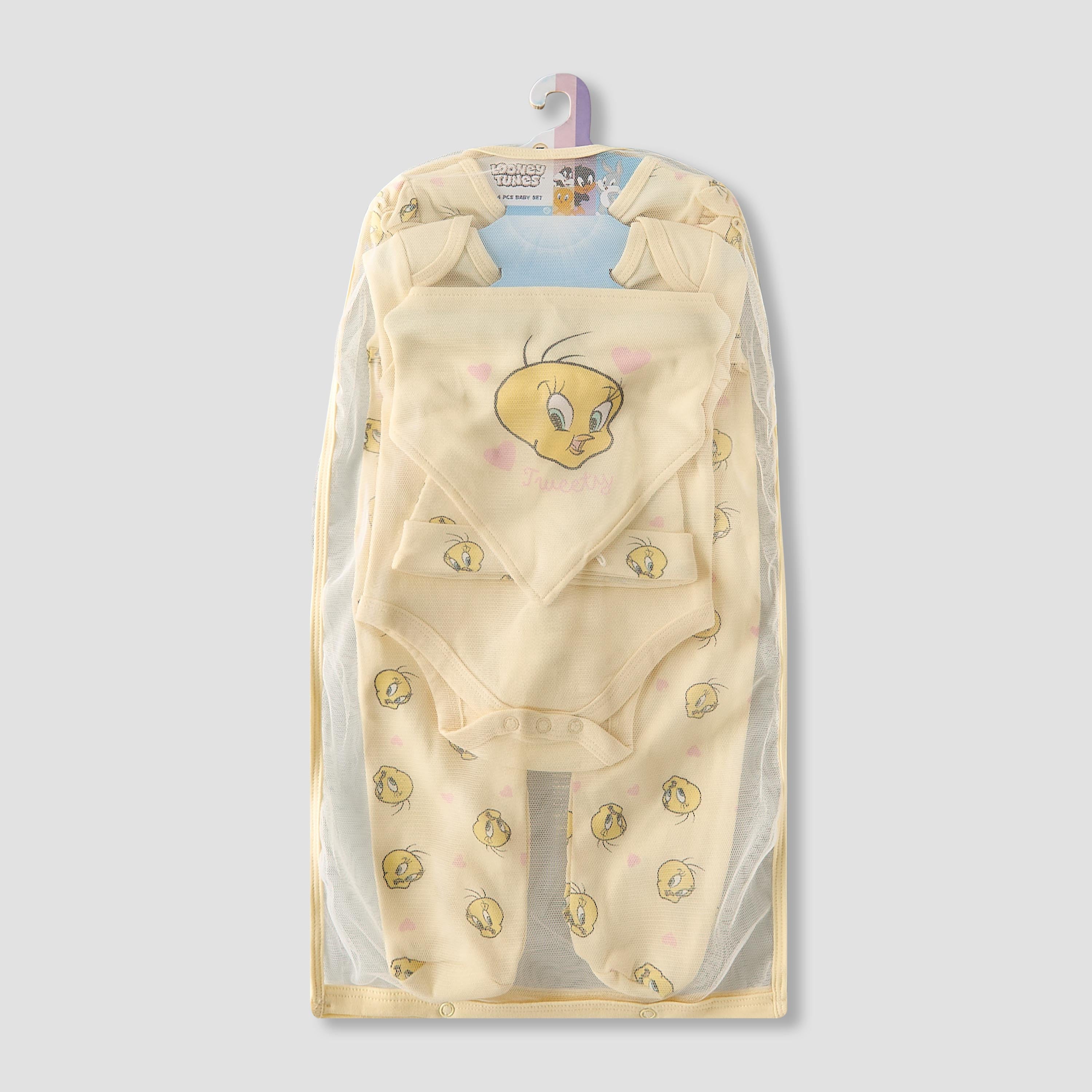 Set of 4 Disney Clothing Gift Set with Tweety Print - Yellow / 0-3 mths
