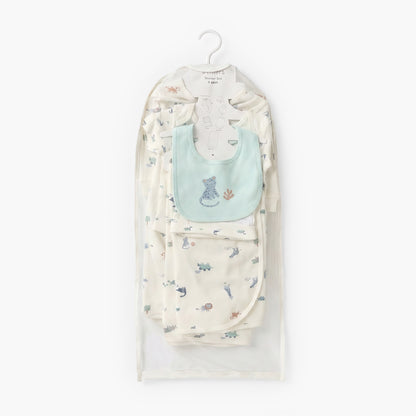 Set of 6 Juniors Clothing Gift Set with Dinosaur Print - Cream / 0-3 mths