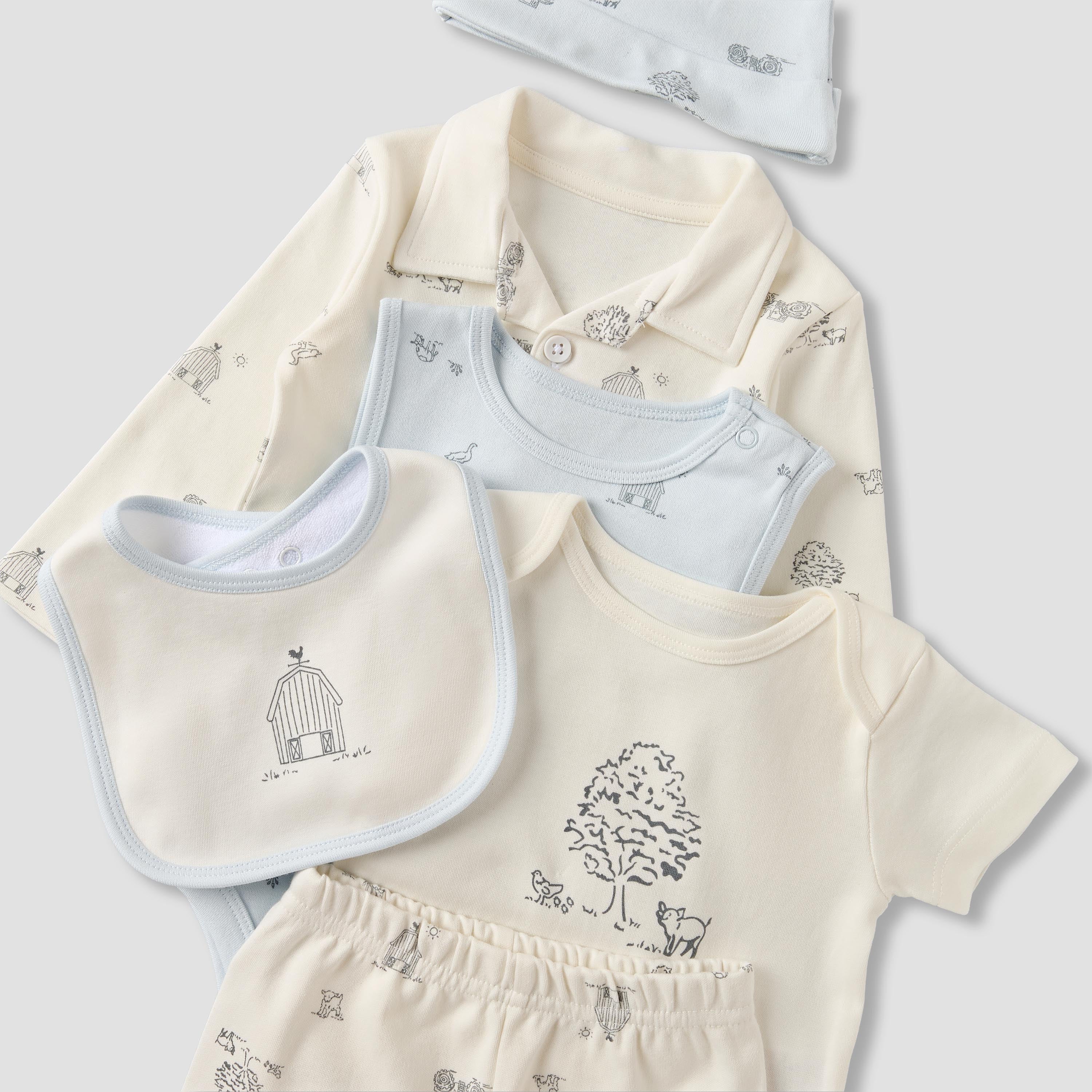 Set of 8 Juniors Clothing Gift Set with Barnyard Print