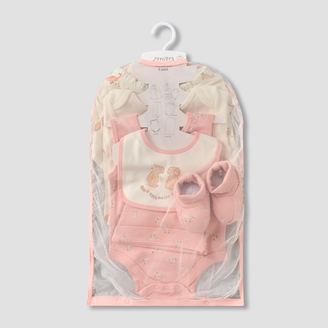 Set of 8 Juniors Clothing Gift Set with Assorted Prints - Pink / 3-6 mths