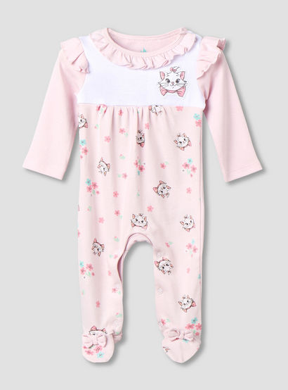 Disney Cotton Round Neck Long Sleeves Sleepsuit with Marie Print-baby-girls-clothing-nightwear-sleepsuits-image-2