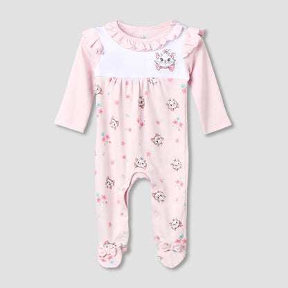 Disney Cotton Round Neck Long Sleeves Sleepsuit with Marie Print