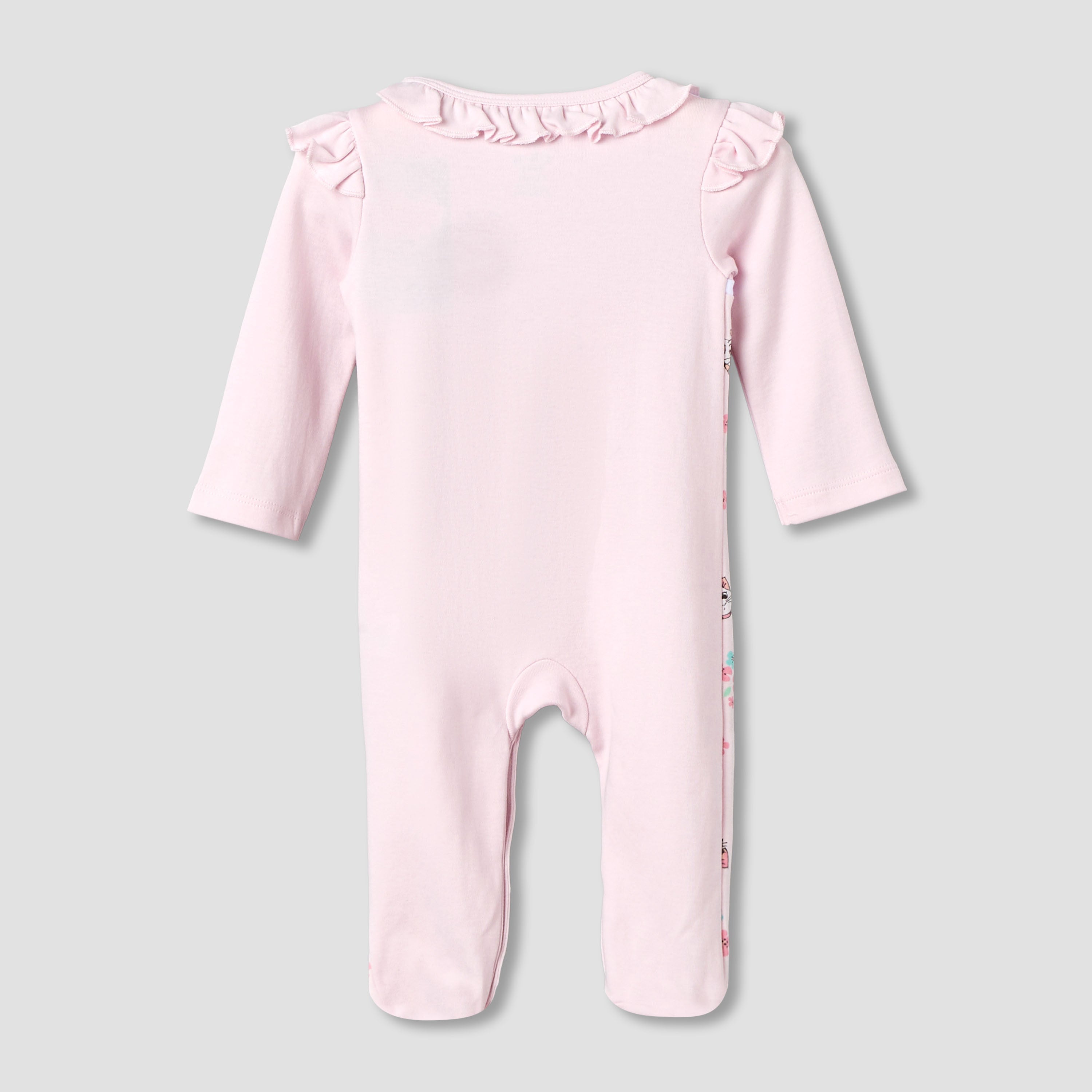 Disney Cotton Round Neck Long Sleeves Sleepsuit with Marie Print