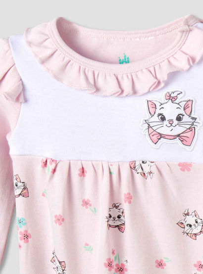 Disney Cotton Round Neck Long Sleeves Sleepsuit with Marie Print-baby-girls-clothing-nightwear-sleepsuits-image-4