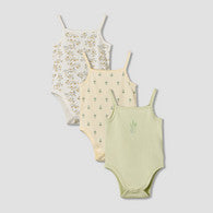 Pack of 3 Juniors Cotton Square Neck Sleeveless Bodysuit with Snap Button Closure-undefined-image-1