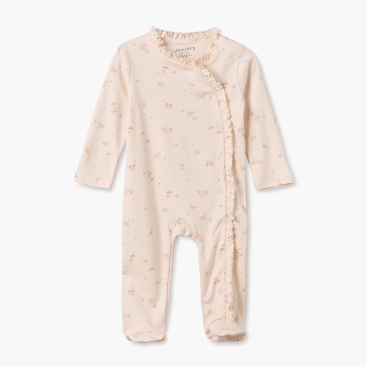 Juniors Cotton Crew Neck Long Sleeves Sleepsuit with Floral Print