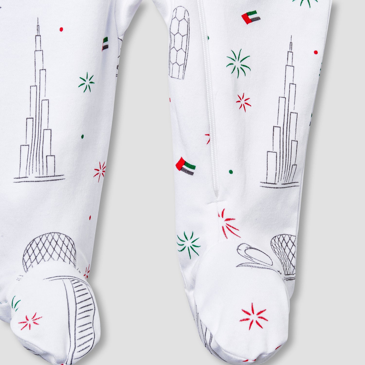 Juniors Cotton Collar Neck Long Sleeves Sleepsuit with UAE National Day Print