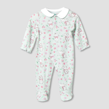 Disney Cotton Collared Long Sleeves Sleepsuit with Marie Print