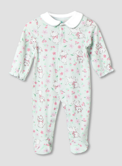 Disney Cotton Collared Long Sleeves Sleepsuit with Marie Print-baby-girls-clothing-nightwear-sleepsuits-image-2