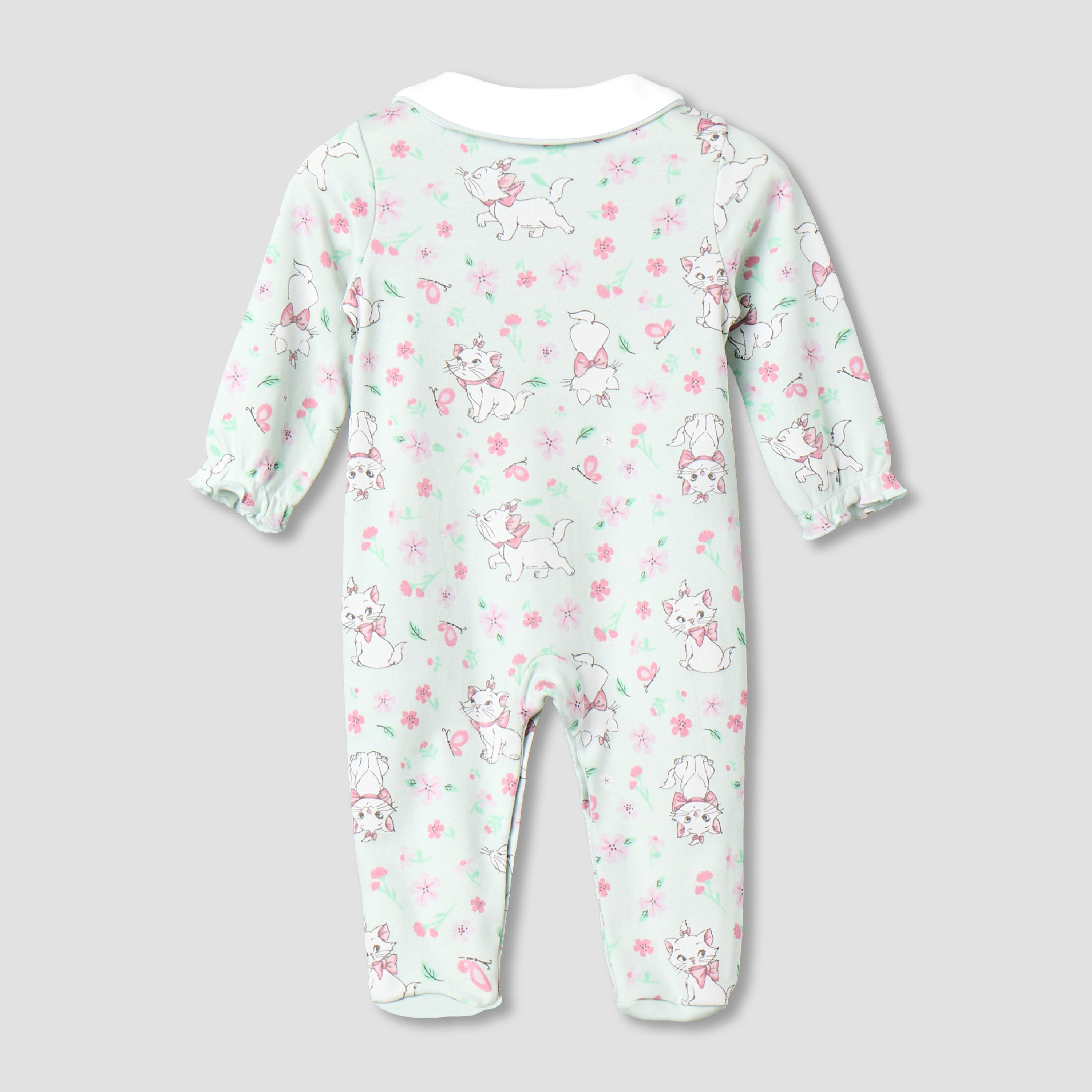 Disney Cotton Collared Long Sleeves Sleepsuit with Marie Print