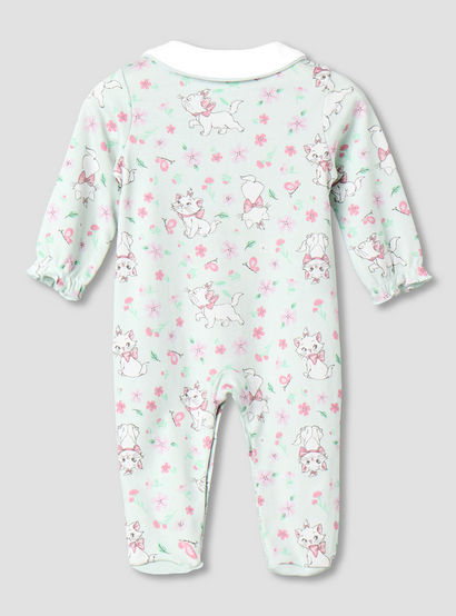 Disney Cotton Collared Long Sleeves Sleepsuit with Marie Print-baby-girls-clothing-nightwear-sleepsuits-image-3