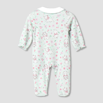 Disney Cotton Collared Long Sleeves Sleepsuit with Marie Print