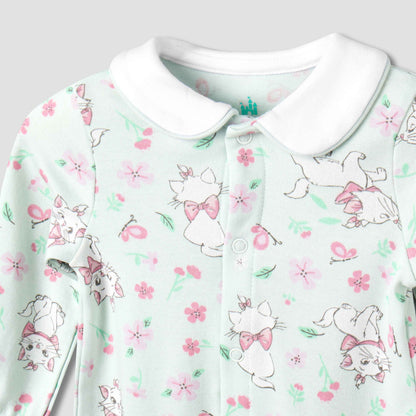 Disney Cotton Collared Long Sleeves Sleepsuit with Marie Print