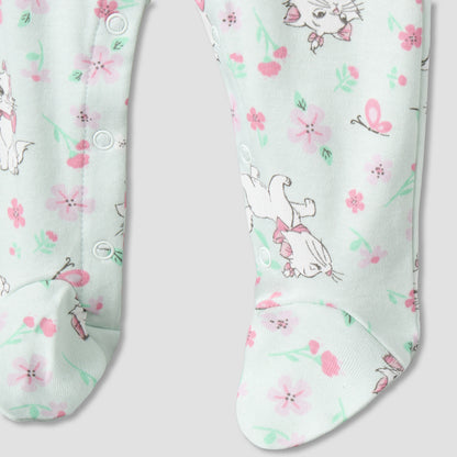 Disney Cotton Collared Long Sleeves Sleepsuit with Marie Print