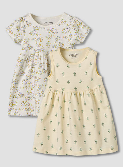 Pack of 2 Juniors Round Neck A-line Dress with Print-baby-girls-clothing-dressesandjumpsuits-image-2