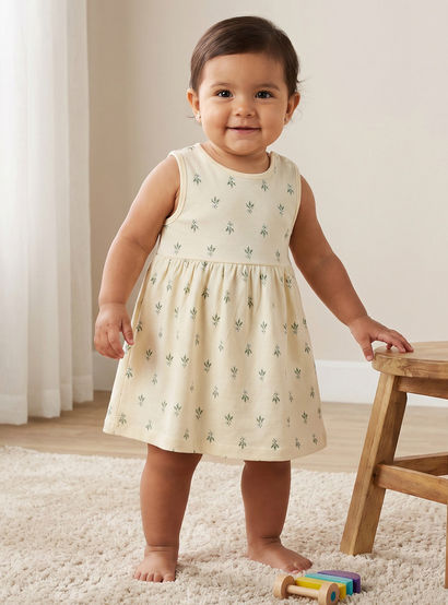 Pack of 2 Juniors Round Neck A-line Dress with Print-baby-girls-clothing-dressesandjumpsuits-image-1