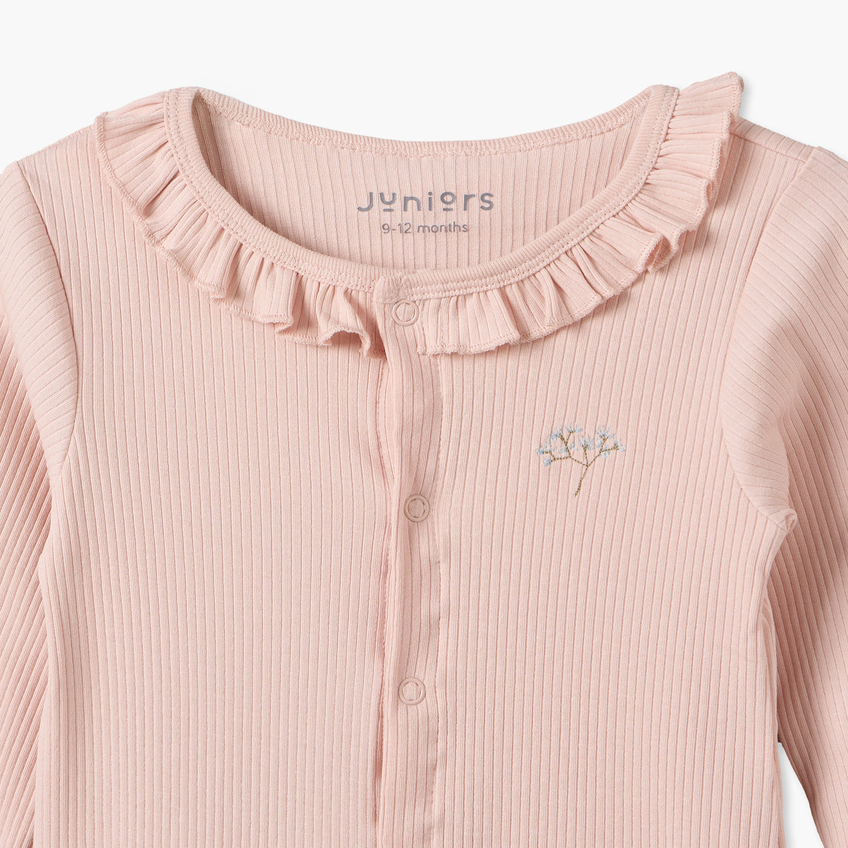 Juniors Cotton Crew Neck Long Sleeves Sleepsuit with Snap Button Closure