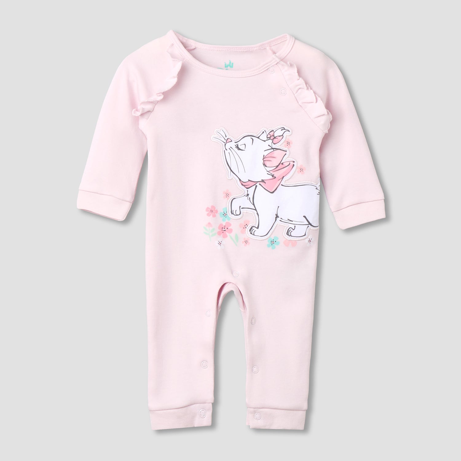 Disney Cotton Round Neck Long Sleeves Sleepsuit with Marie Print - Pink / 12-18 mths