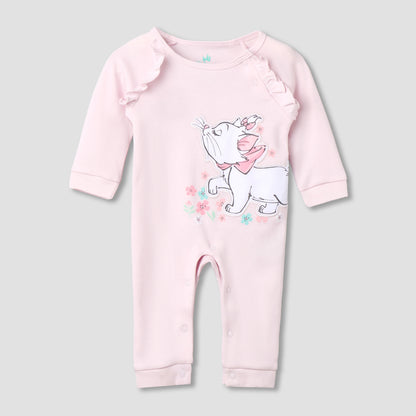 Disney Cotton Round Neck Long Sleeves Sleepsuit with Marie Print - Pink / 12-18 mths