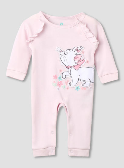 Disney Cotton Round Neck Long Sleeves Sleepsuit with Marie Print-baby-girls-clothing-nightwear-sleepsuits-image-1
