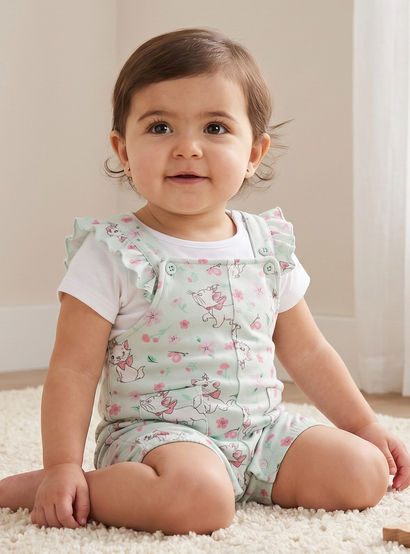 Disney Short Sleeves T-shirt and Dungaree with Marie Print-baby-girls-clothing-setsandcoords-image-1