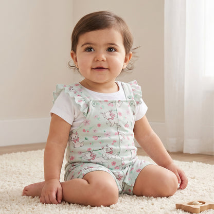 Disney Short Sleeves T-shirt and Dungaree with Marie Print - Green / 12-18 mths
