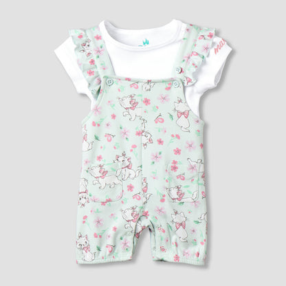 Disney Short Sleeves T-shirt and Dungaree with Marie Print