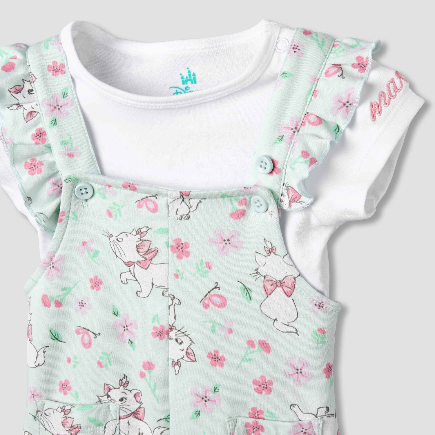 Disney Short Sleeves T-shirt and Dungaree with Marie Print