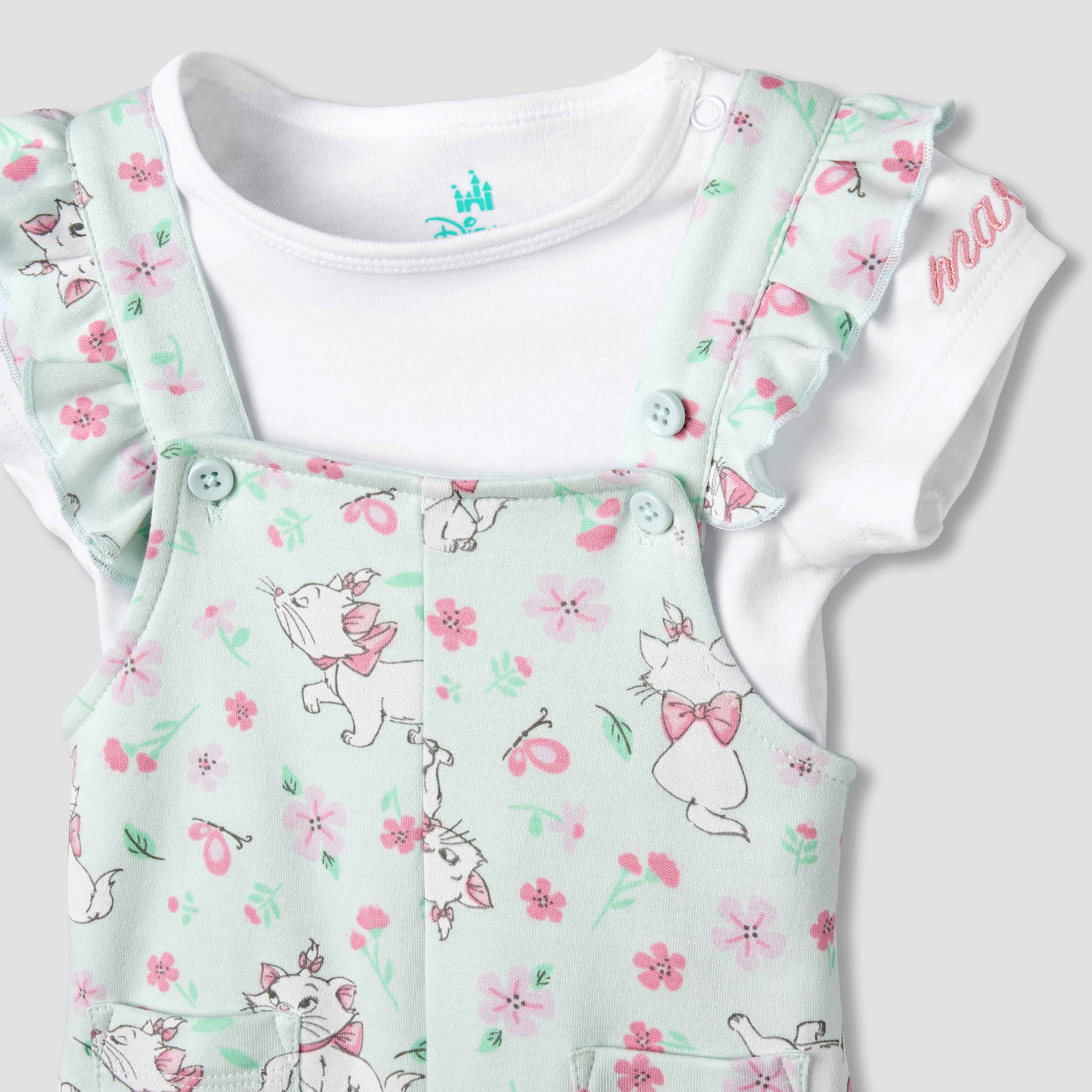 Disney Short Sleeves T-shirt and Dungaree with Marie Print