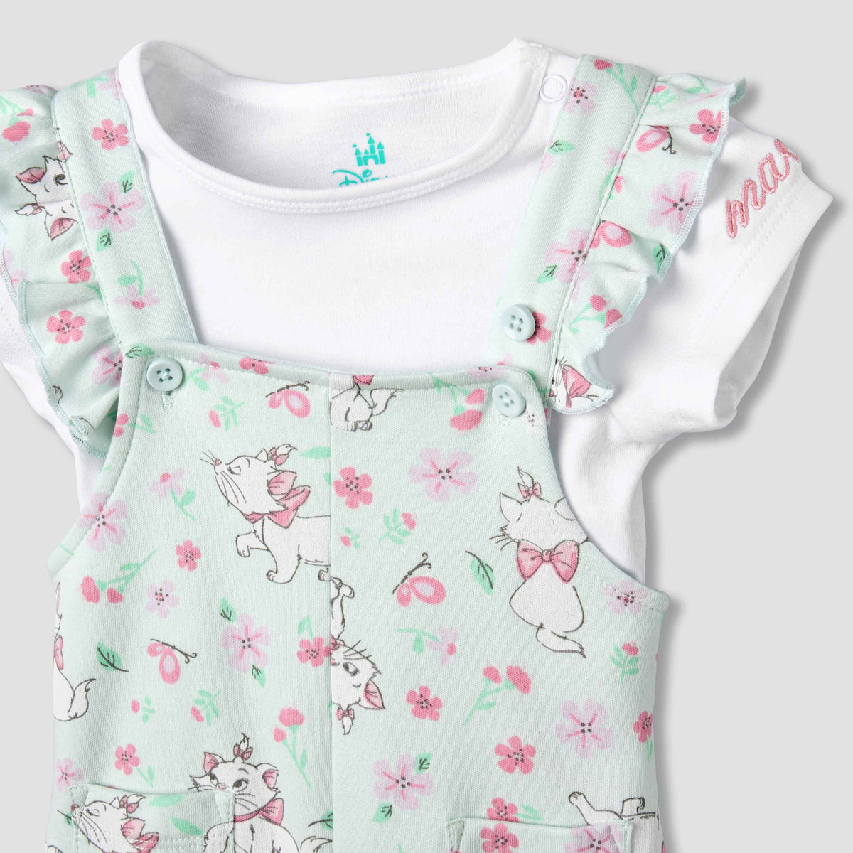 Disney Short Sleeves T-shirt and Dungaree with Marie Print