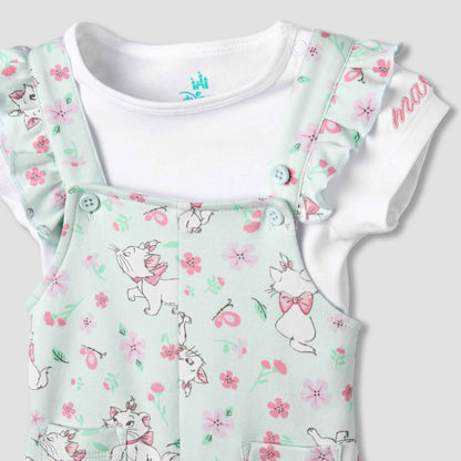 Disney Short Sleeves T-shirt and Dungaree with Marie Print