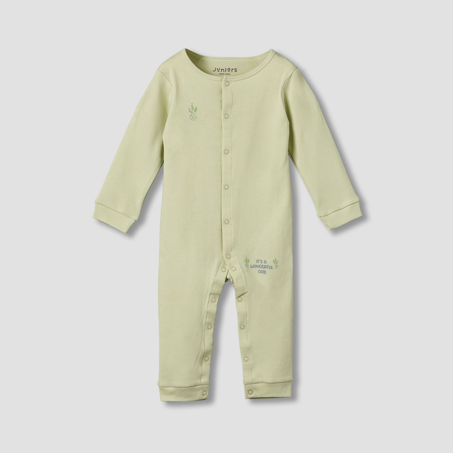 Set of 2 Juniors Cotton Round Neck Sleepsuit with Print