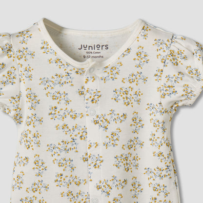 Set of 2 Juniors Cotton Round Neck Sleepsuit with Print