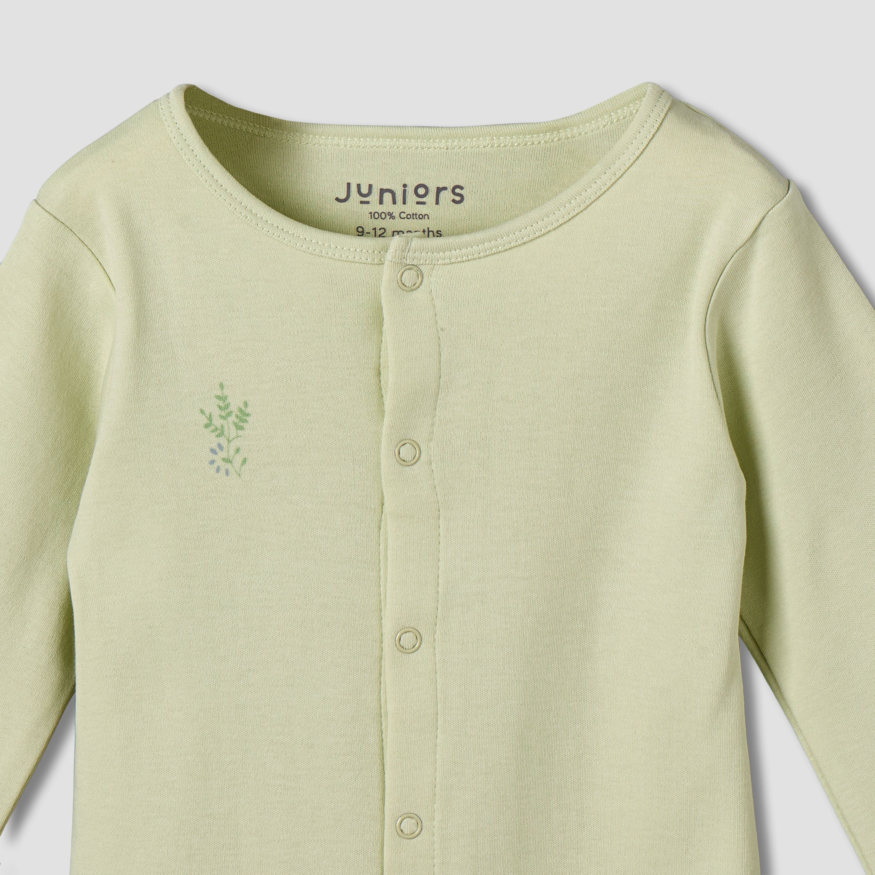 Set of 2 Juniors Cotton Round Neck Sleepsuit with Print