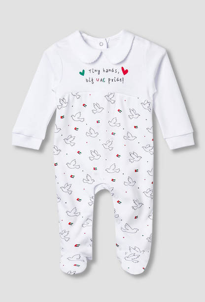 Juniors Cotton Collared Long Sleeves Sleepsuit with UAE National Day Print-undefined-image-1