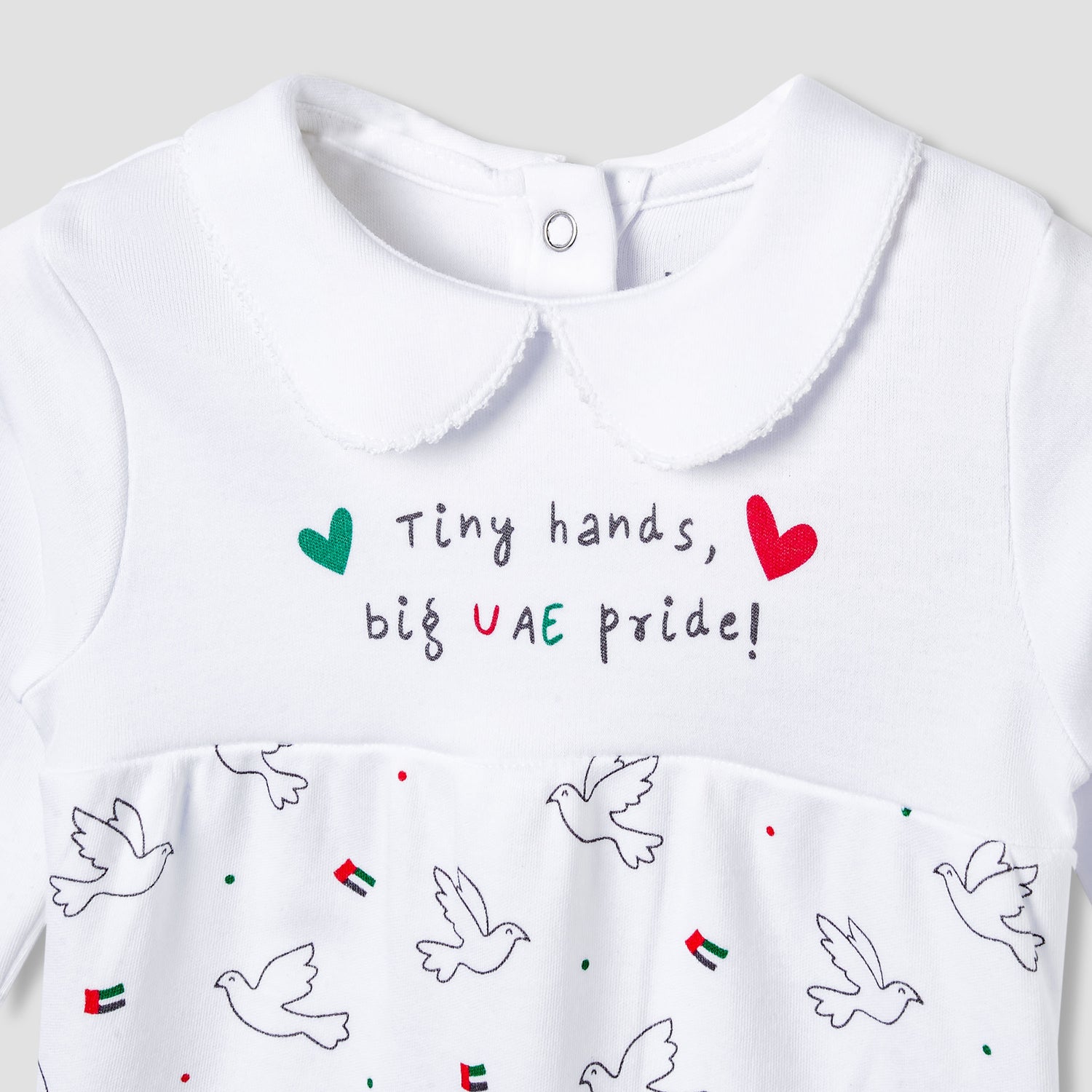 Juniors Cotton Collared Long Sleeves Sleepsuit with UAE National Day Print