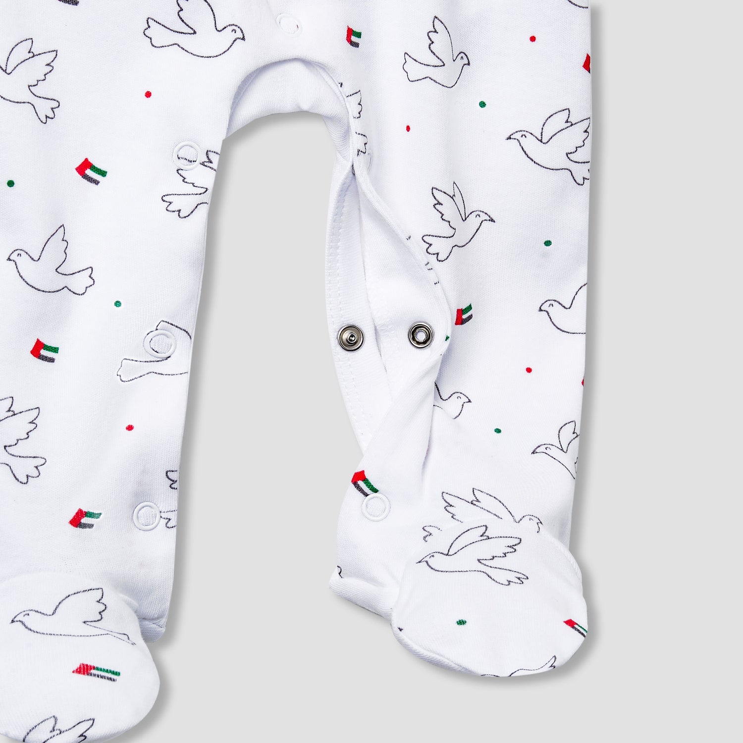 Juniors Cotton Collared Long Sleeves Sleepsuit with UAE National Day Print