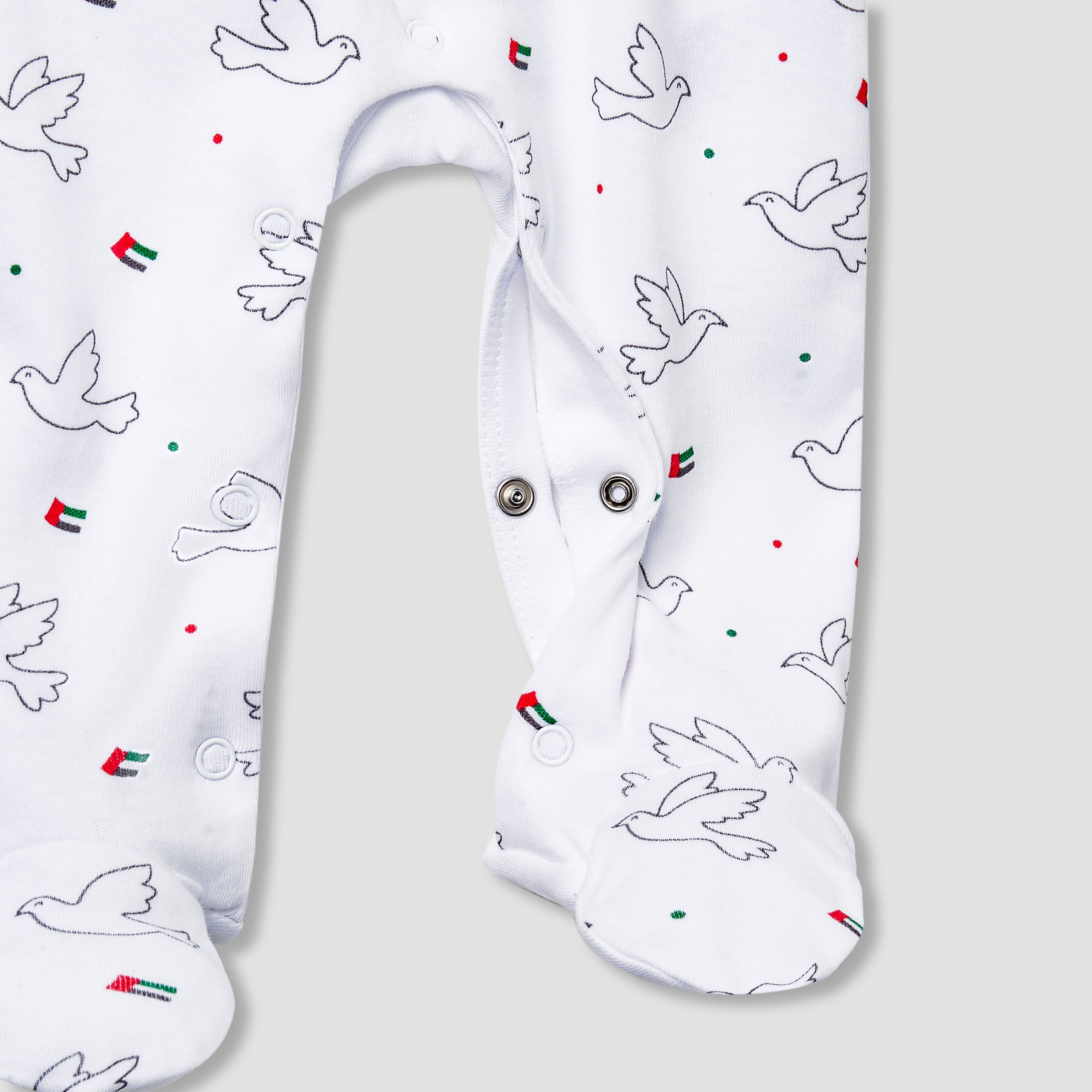 Juniors Cotton Collared Long Sleeves Sleepsuit with UAE National Day Print