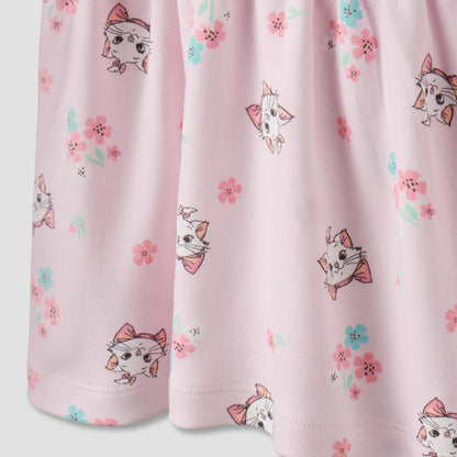 Disney Round Neck Cap Sleeves Dress with Marie Print