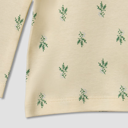 Pack of 2 Juniors Cotton Round Neck Long Sleeves Pyjama Set with Botanical Print
