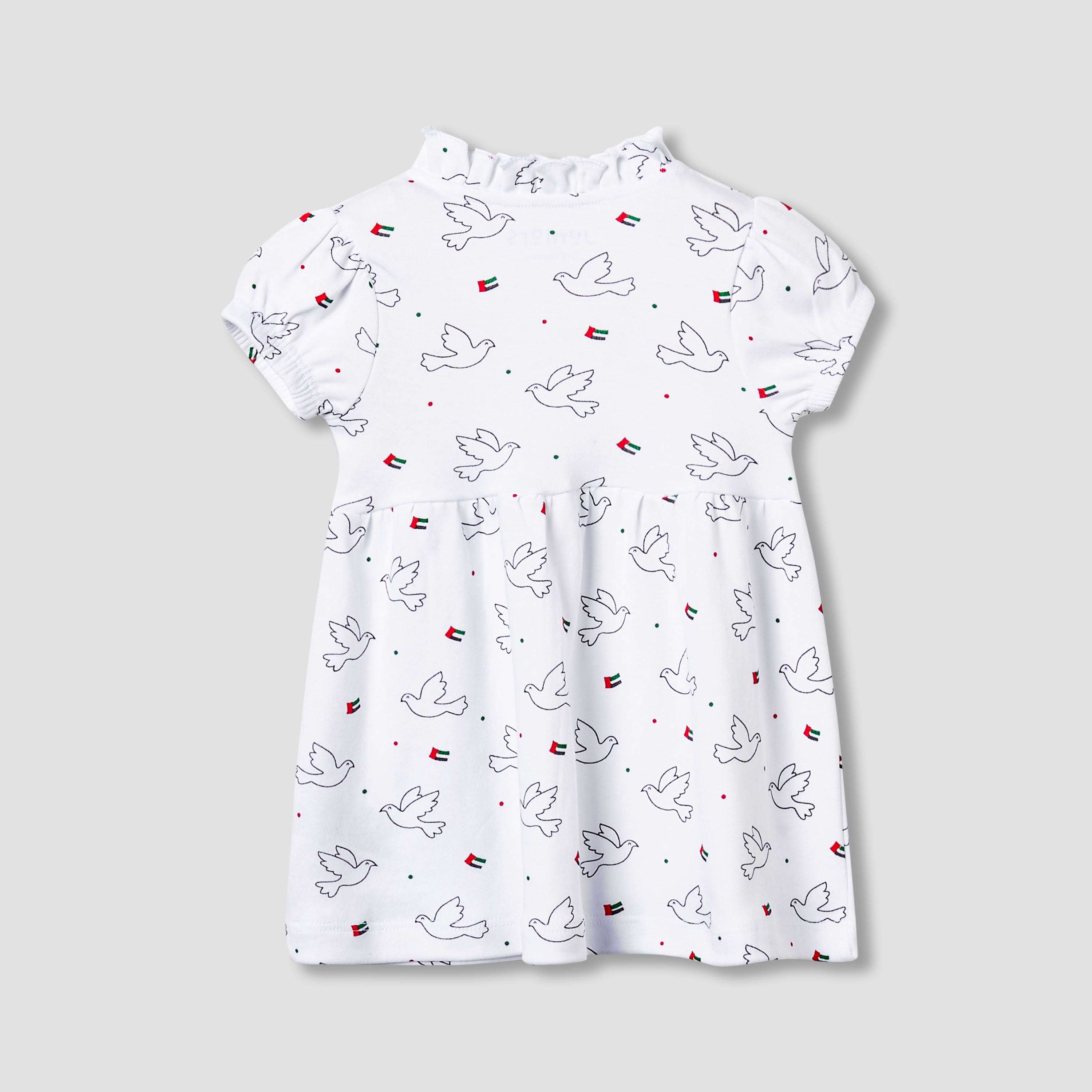 Juniors V-neck Short Sleeves Knee Length Dress with UAE National Day Print