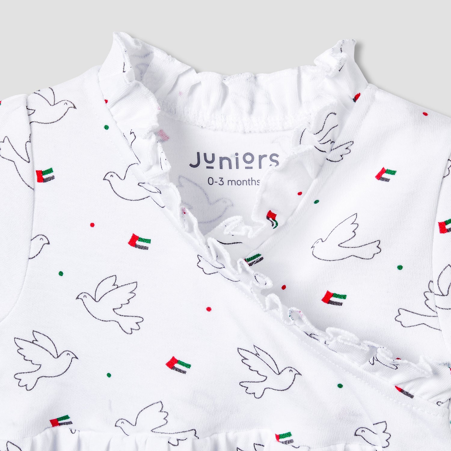 Juniors V-neck Short Sleeves Knee Length Dress with UAE National Day Print