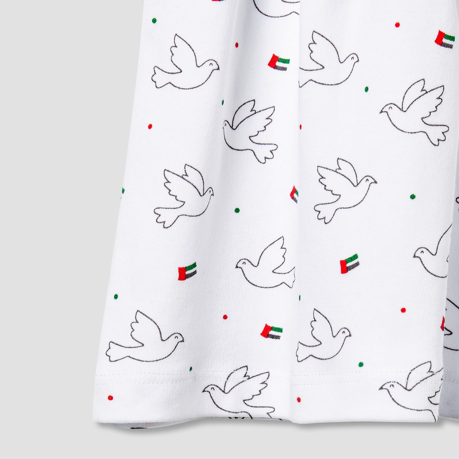 Juniors V-neck Short Sleeves Knee Length Dress with UAE National Day Print