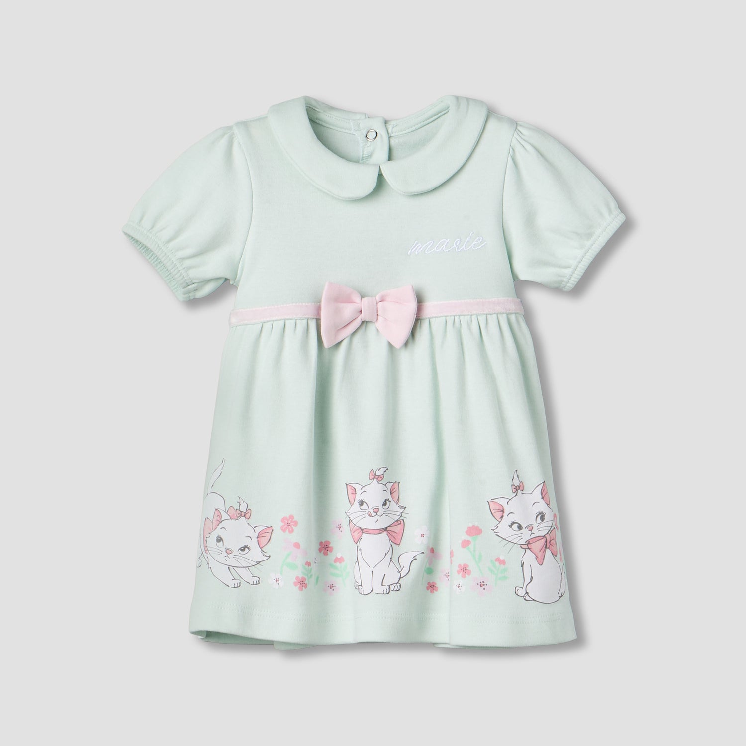 Disney Peter Pan Collar Short Sleeves Dress with Marie Print - Green / 12-18 mths